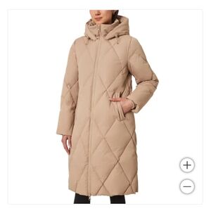 New! Mondetta Ladies Diamond Quilt Down Parka Jacket Coat Pockets Size Large NWT